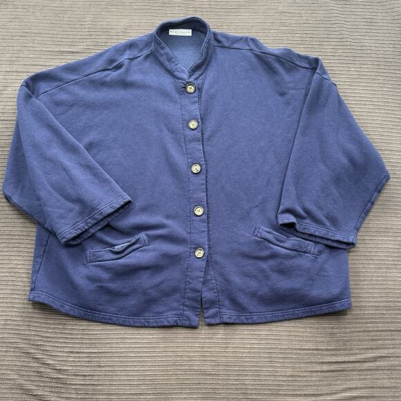 Bryn Walker Jacket Blue Bamboo Organic Cotton Oversized Lagenlook Pockets. - Picture 1 of 7